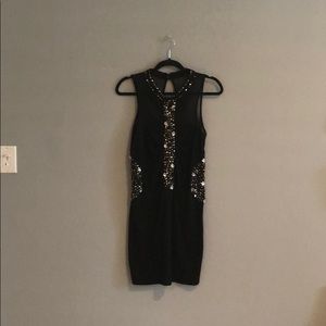 Black embellished party dress
